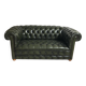 Patinated green English Chesterfield sofa