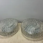 Pair of Peil & Putzler ice glass flush mount lights, 1960s