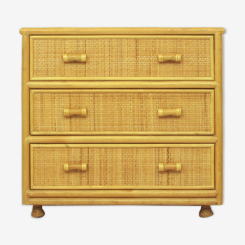 Spanish rattan & bamboo chest of drawers, 1970s