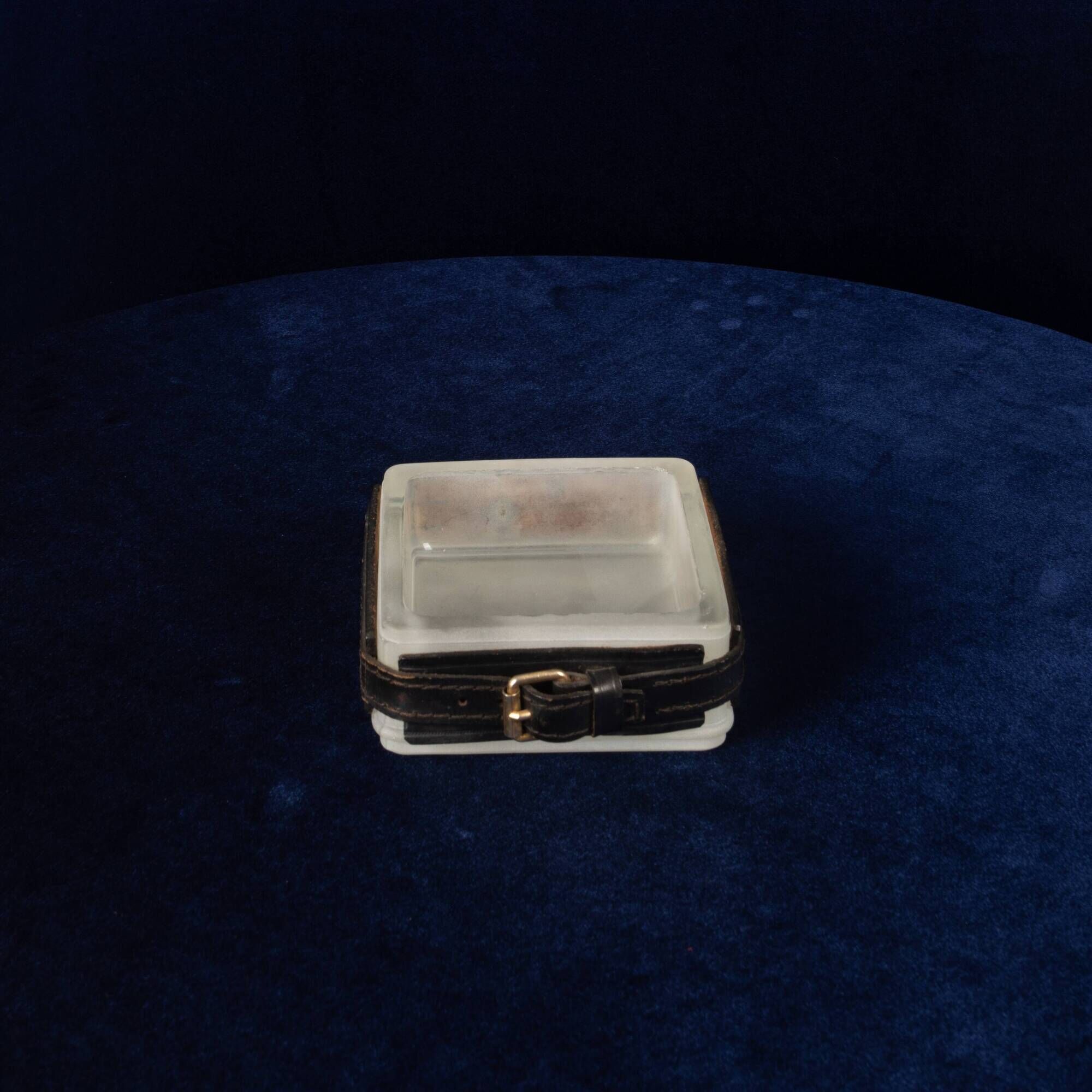 Jacques Adnet Hand-Stitched Leather Ashtray, France 1950