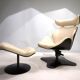 Stokke Varier Tok leather armchair with ottoman by Toshiyuki Kita, 1990