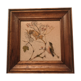 Small frame ceramic wood bird vintage flowers