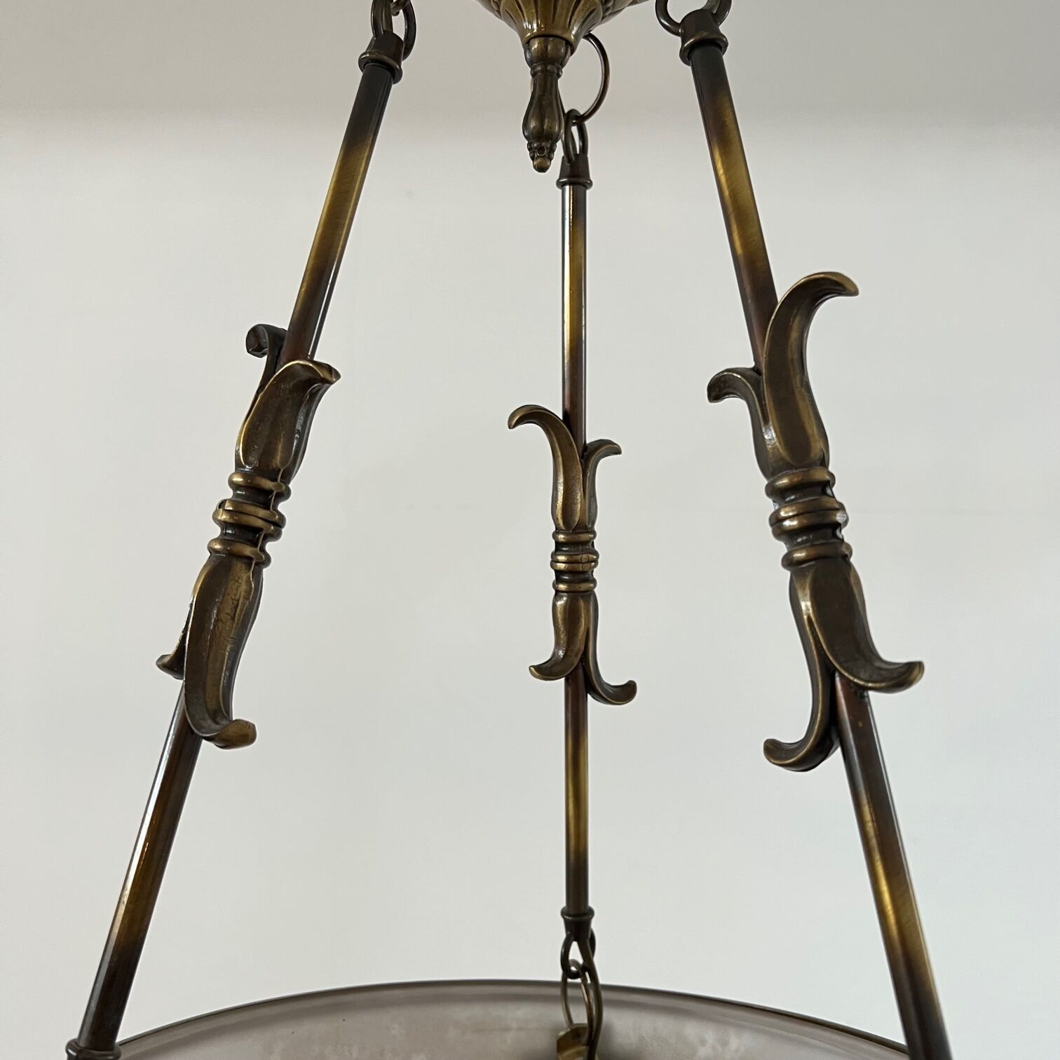 Brass and frosted glass mid-century swedish plafonnier light