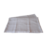 Drap ancien en lin début XXé monogrammé & brodé main