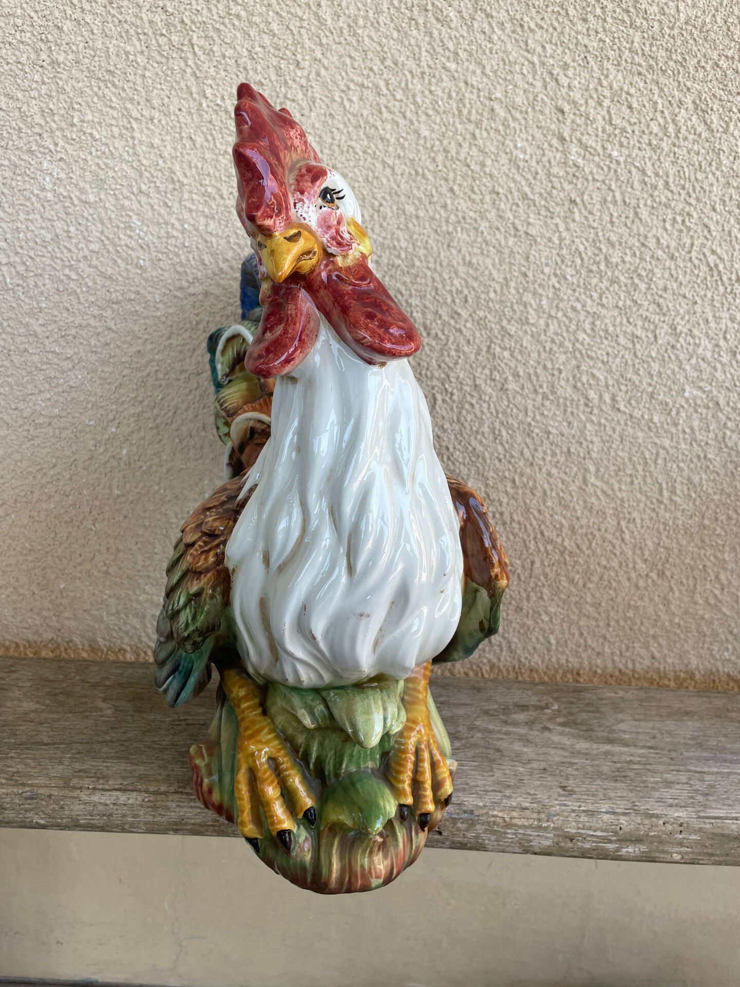 Grande porcelain coq sculpture Italy