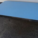 Blue formica table with extension with drawer