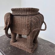 Large vintage wicker elephant plant stand / side table – sculptural bohemian statement
