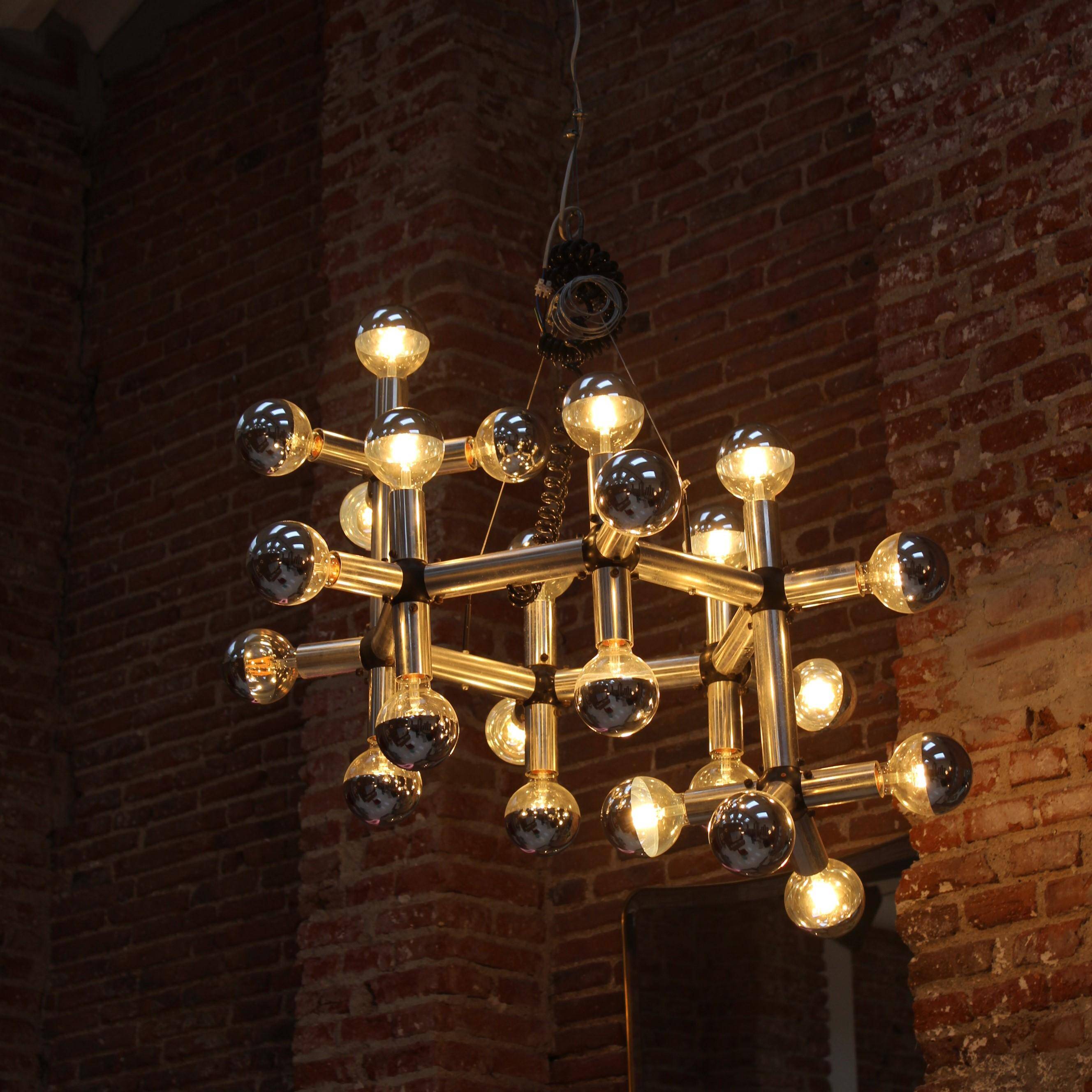 Mid Century Robert Haussmann Atomic Suspension Lamp, Sculptural Lamp 1969