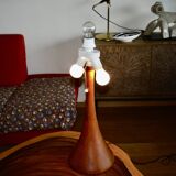 Large vintage table lamp by fog and morup in teak denmark 1960