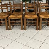 Set of 8 Charles Dudouyt Brutalist Dining Chairs 1960