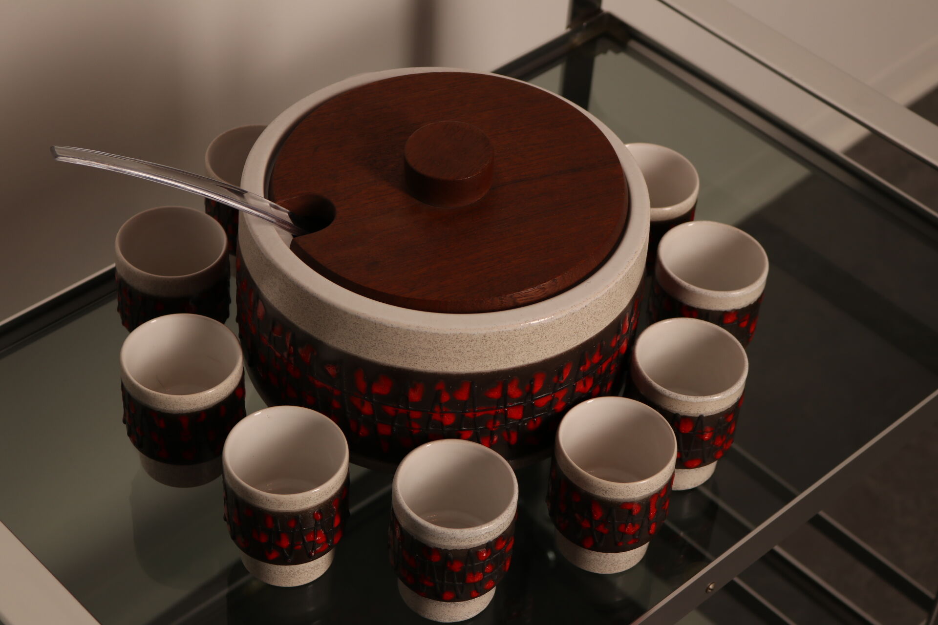 Punch set in ceramics - bowl & 11 cups - by Dümler & Breiden - Germany - 1960's