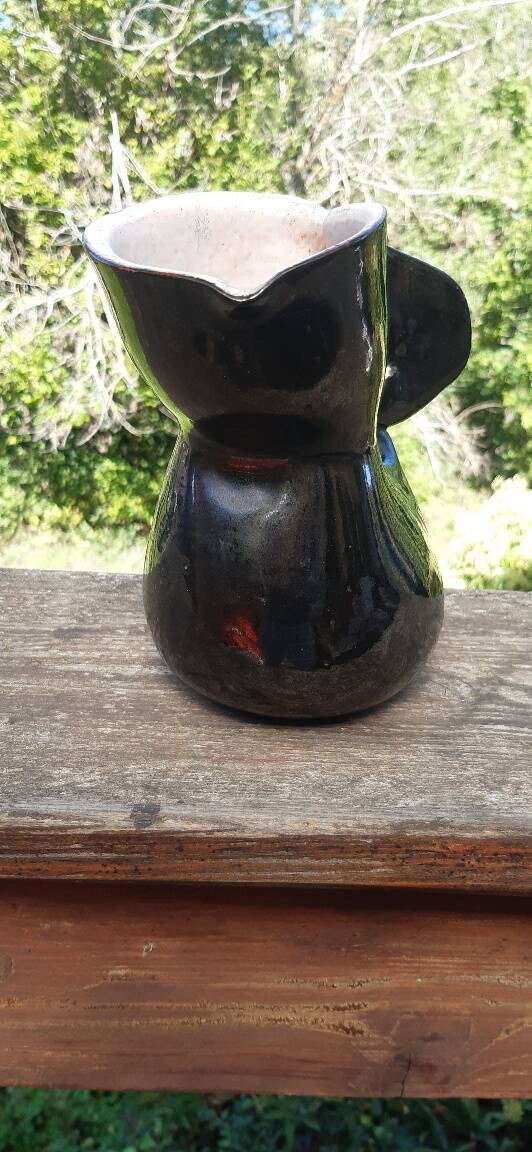 Enamelled terracotta pitcher, France, 1950s
