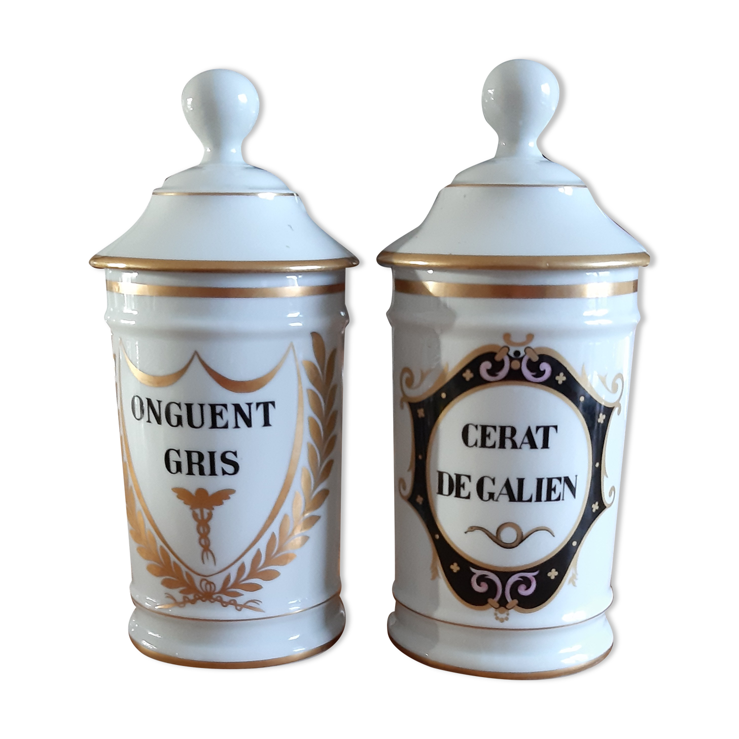 2 Limoges Porcelain Pharmacy Pots