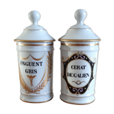 2 Limoges Porcelain Pharmacy Pots