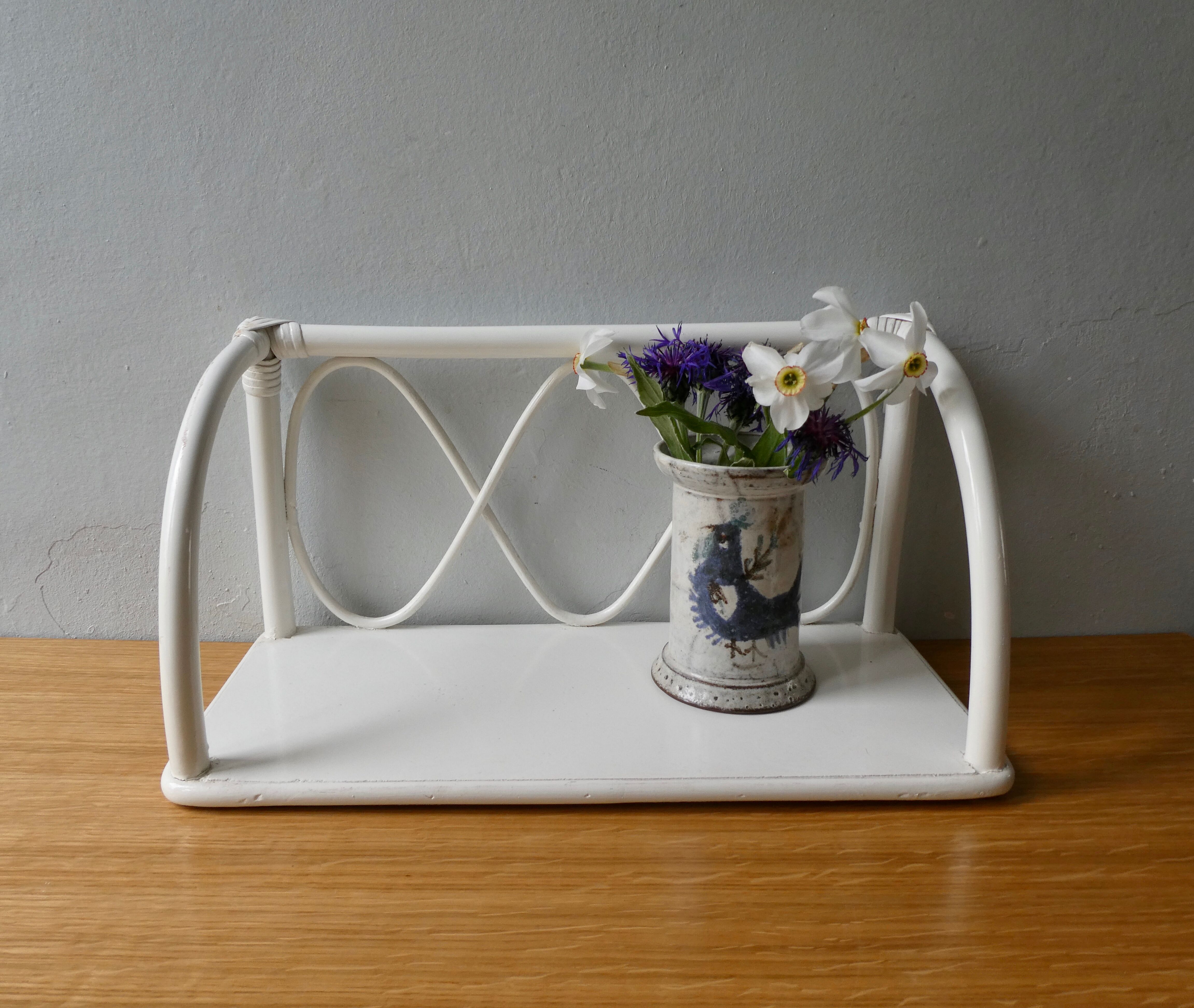 White rattan wall shelf, original colour