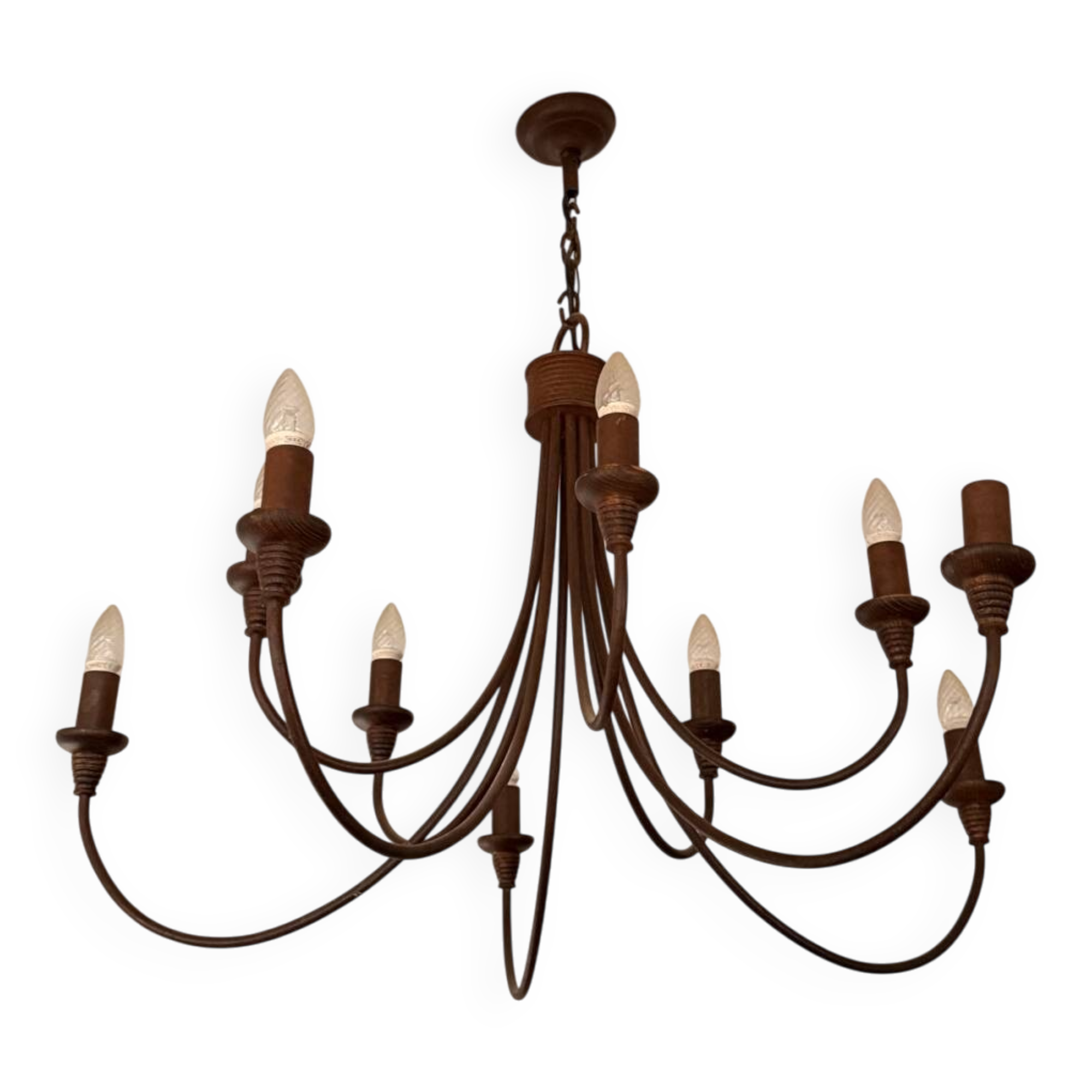 Copper metal chandelier with 10 bulbs