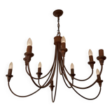 Copper metal chandelier with 10 bulbs