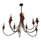 Copper metal chandelier with 10 bulbs