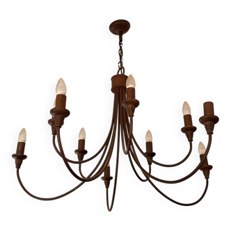 Copper metal chandelier with 10 bulbs