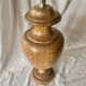 Large vintage lamp base in solid wood and chrome metal