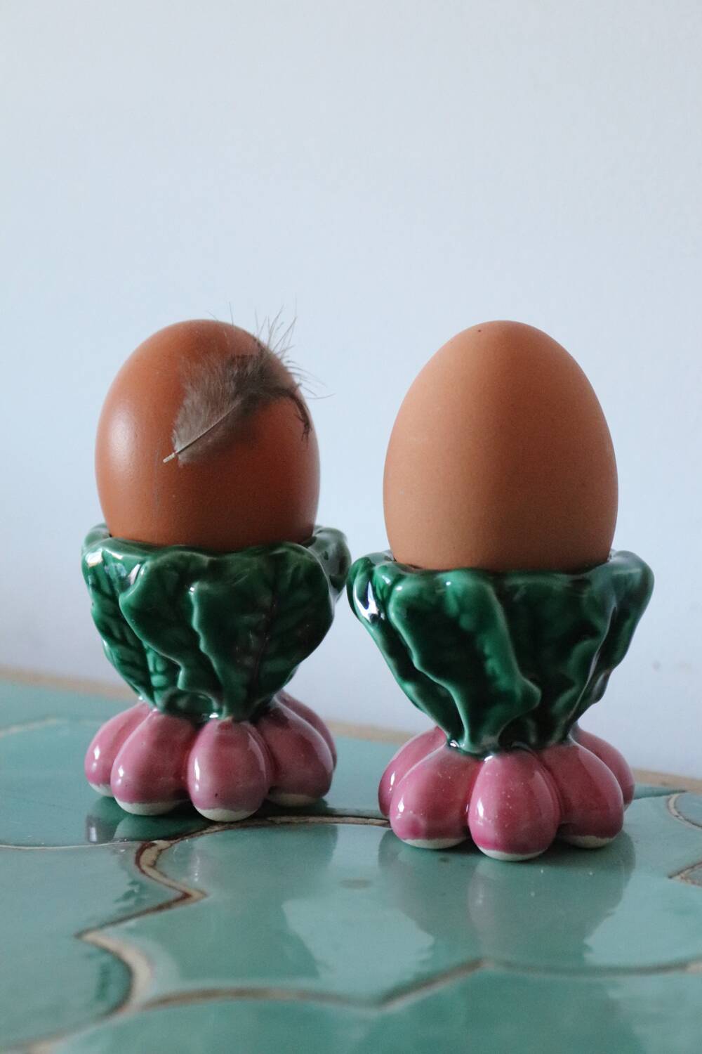 Pair of antique ceramic egg cups