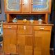 Buffet Double Corps Vintage Art Déco / Populaire en Bois Blond