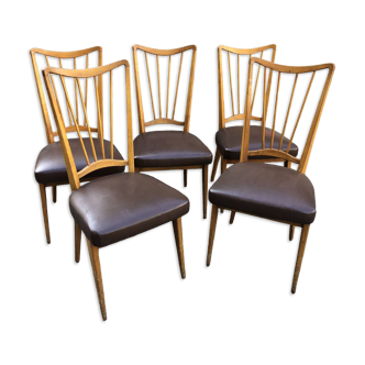 Série de cinq chaises vintages