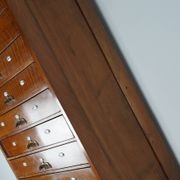 Very Tall Dutch Art Nouveau Walnut Apothecary Cabinet Barber Cabinet, 1900s