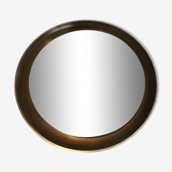 Miroir argenté en bois incurvé 66,5 x 66,5 cm