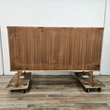 1950s chest of drawers covered in walnut with brass handles