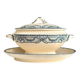 Saucière avec couvercle Salins en terre de fer, service "Directoire"