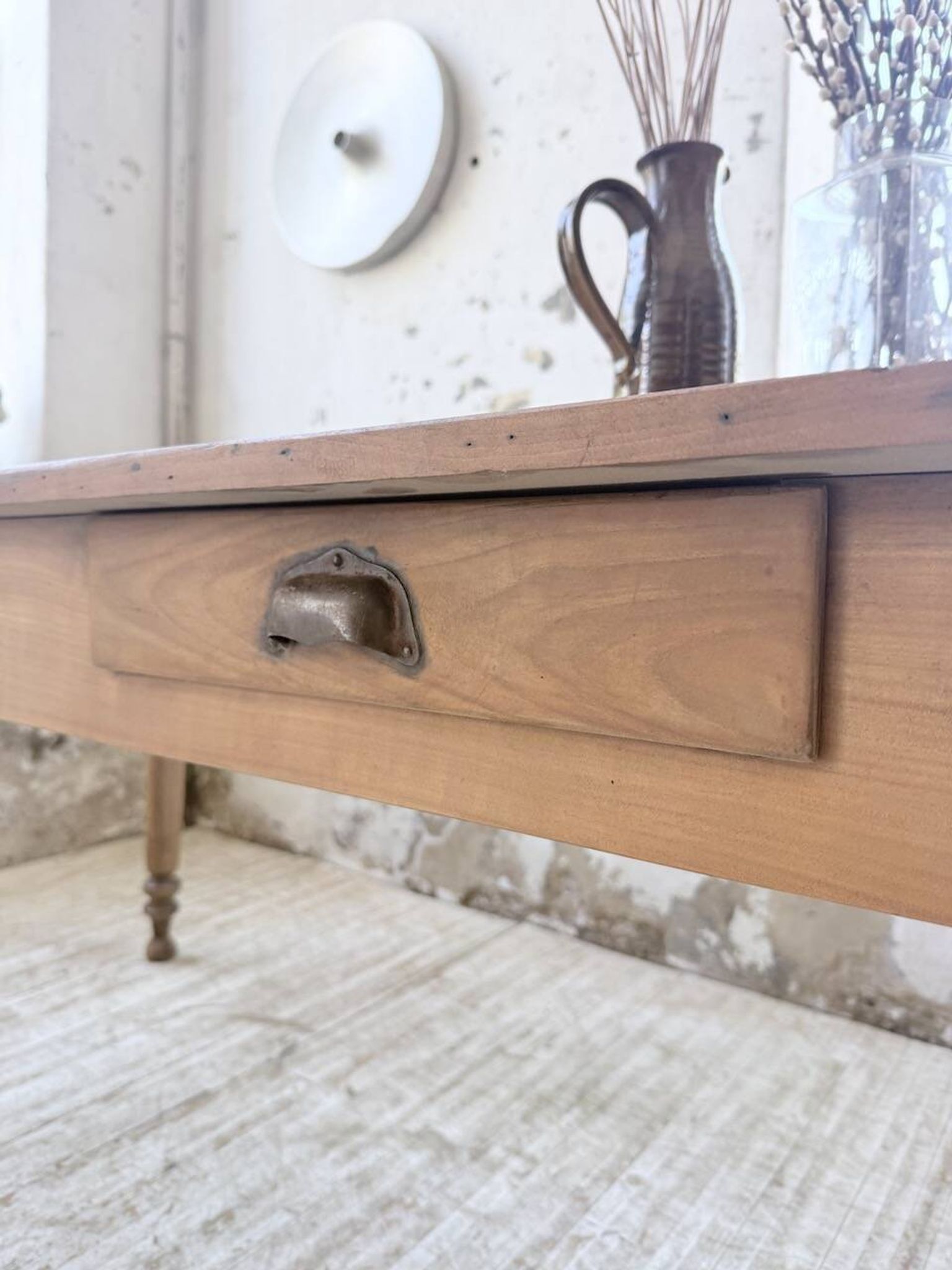 Bistro farmhouse table cherry wood turned legs 180cm