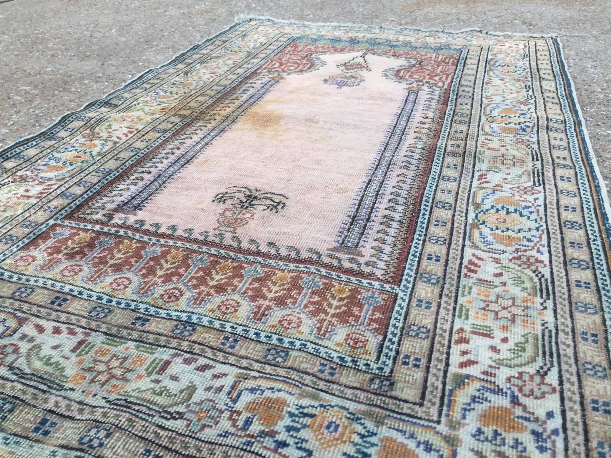 Antique Turkish Silk Rug 128x79cm Tribal Boho vintage old