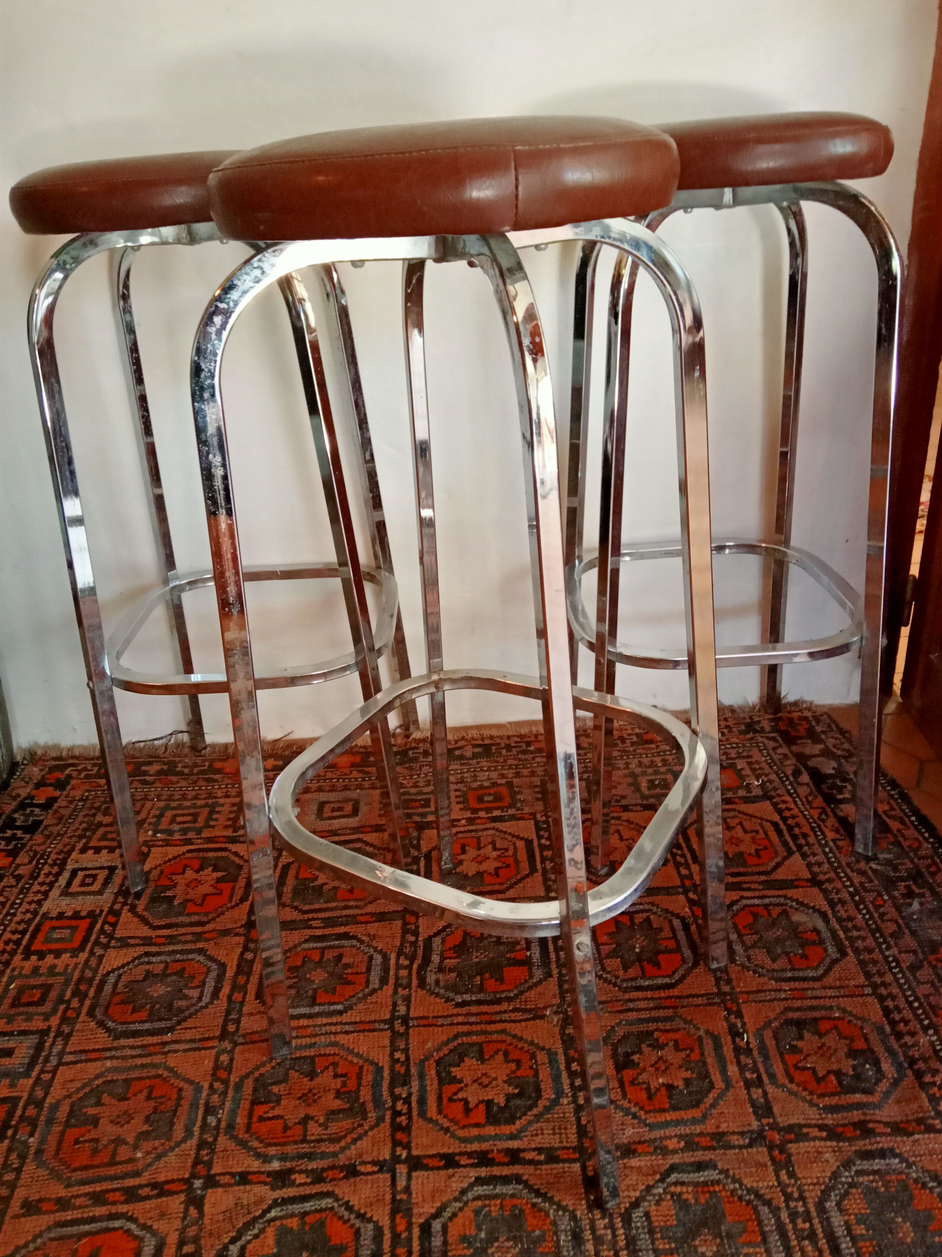 Set of three vintage bar stools