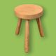 Antique solid wood tripod stool - 1960s