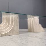Vintage travertine coffee table Italy , 1970s