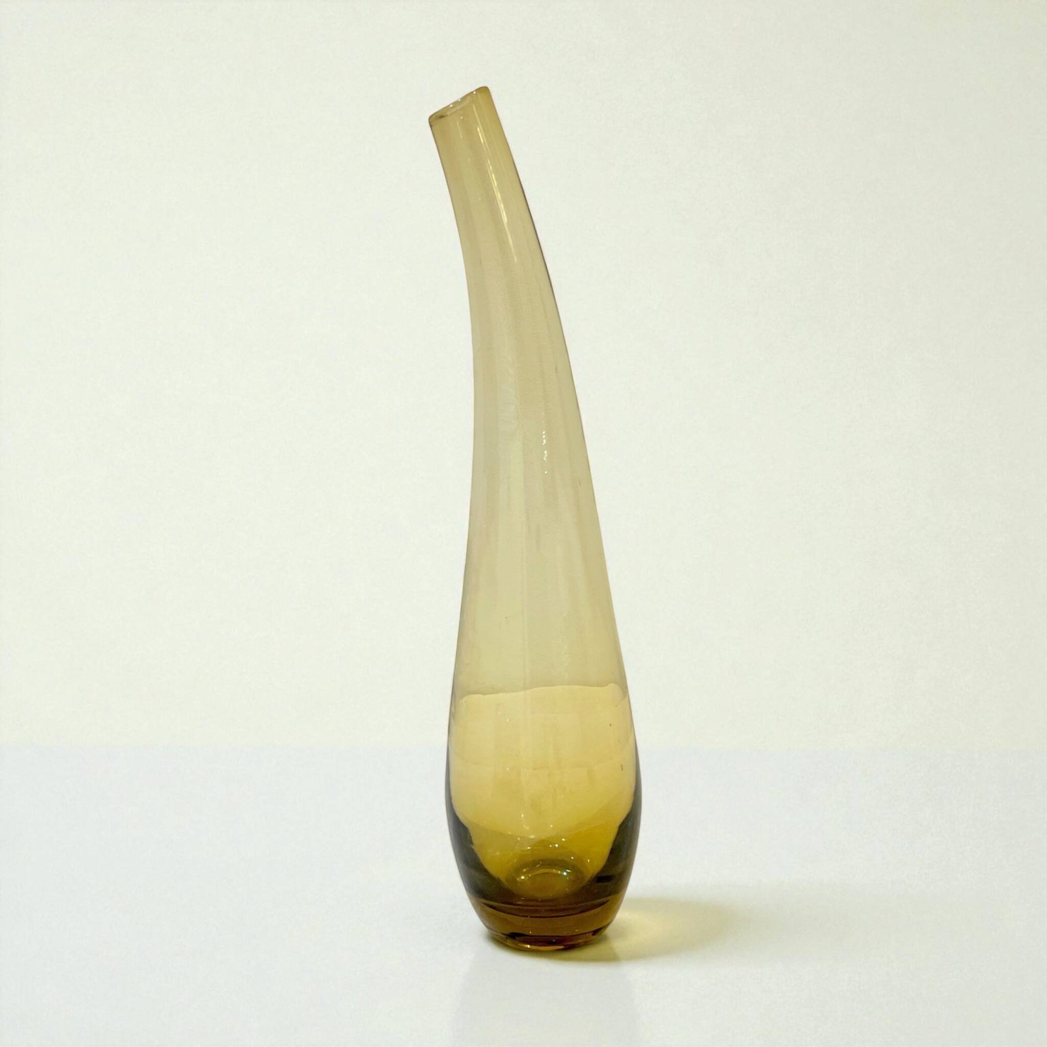 Scandinavian smoked yellow blown glass vase by Lotta Pettersson