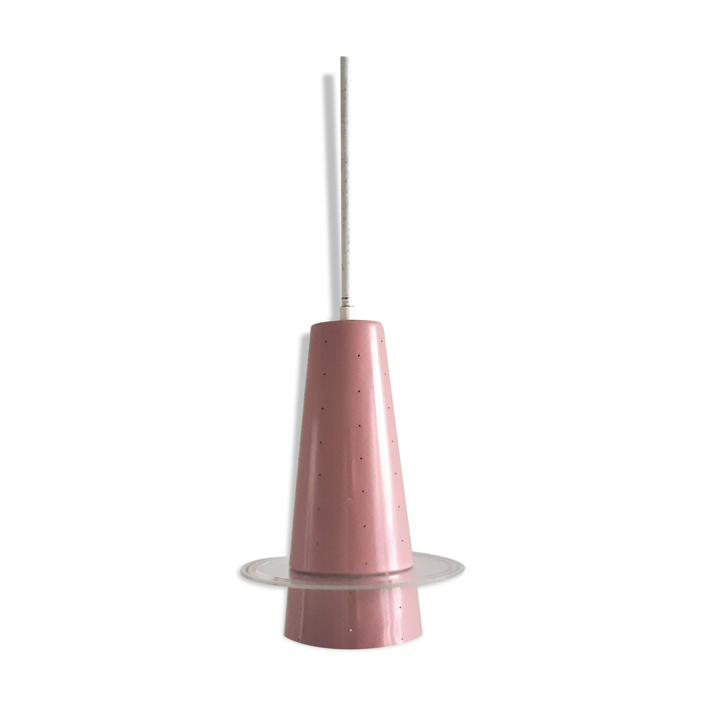 Pink conical pendant lamp from Evenblij, The Netherlands 1960's
