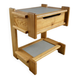 Constructivist style bedside table in elm, 1970s