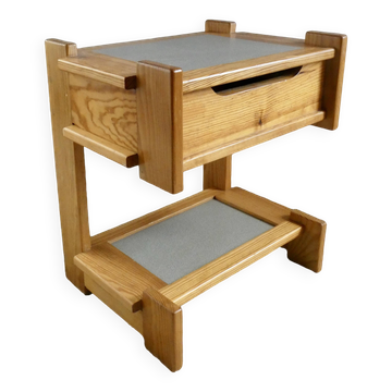 Constructivist style bedside table in elm, 1970s