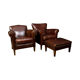 Ensemble de fauteuils en peau de mouton hollandais avec repose-pied