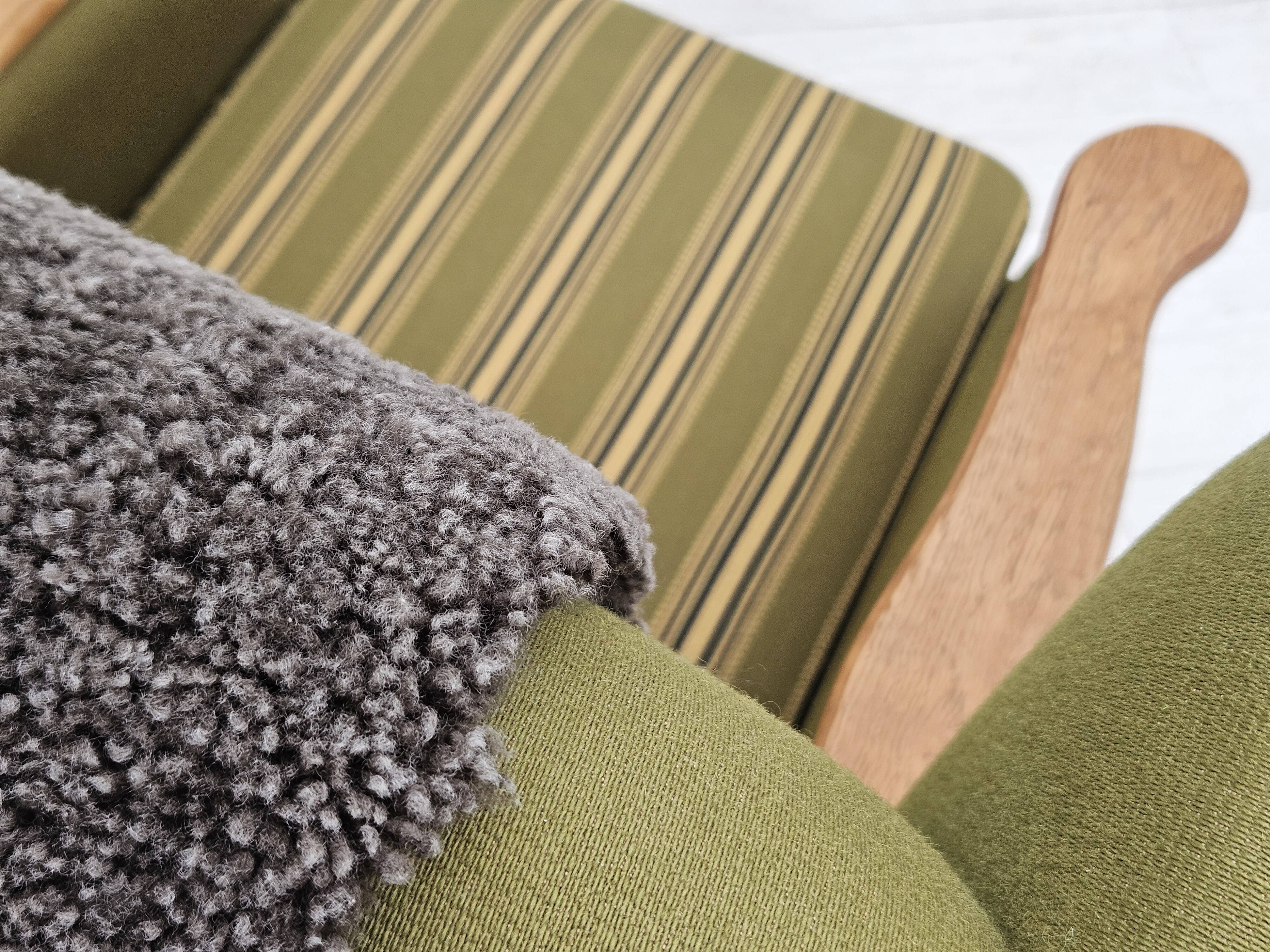 1970s, Danish highback armchair, wool, oak