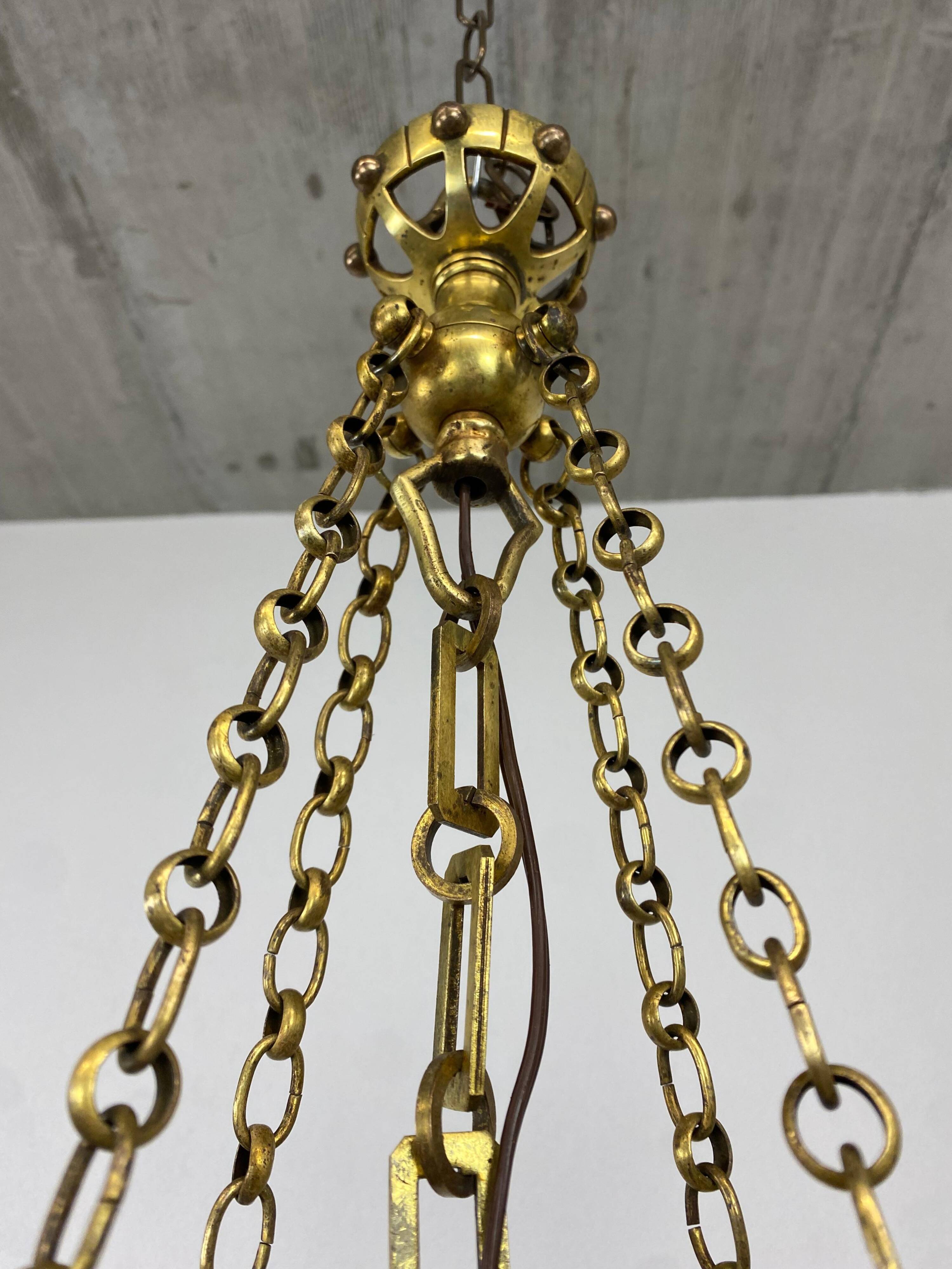 Suspended brass art from the Vienna Secession by Kolo Moser.