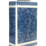 Boîte à thé ancienne chinoise en porcelaine blanc bleu