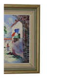 Original 1950s Swedish modernist oil painting on canvas "Street View" by CHARLES SCHÖLANDER.