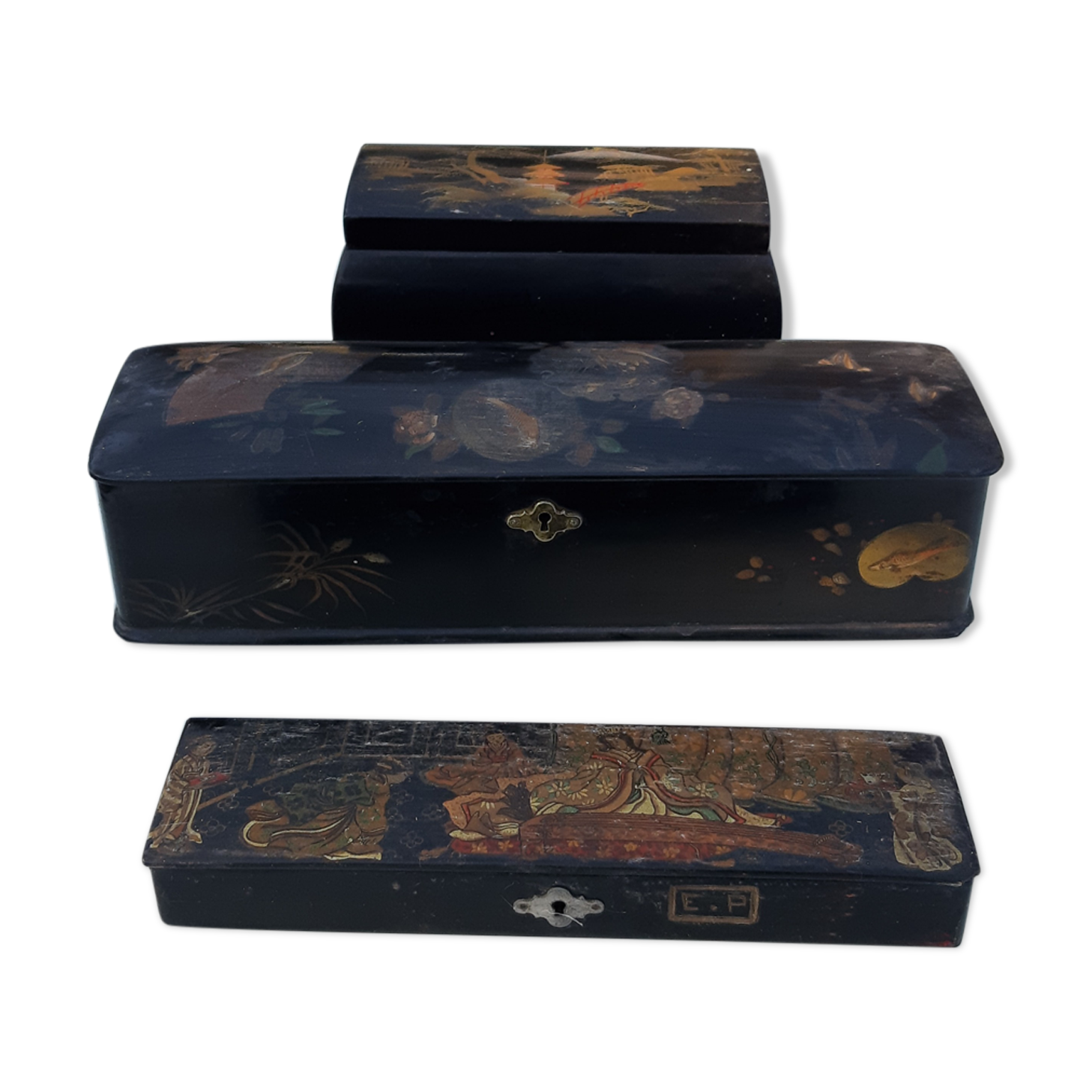3 Napoleon III japanese laque boxes