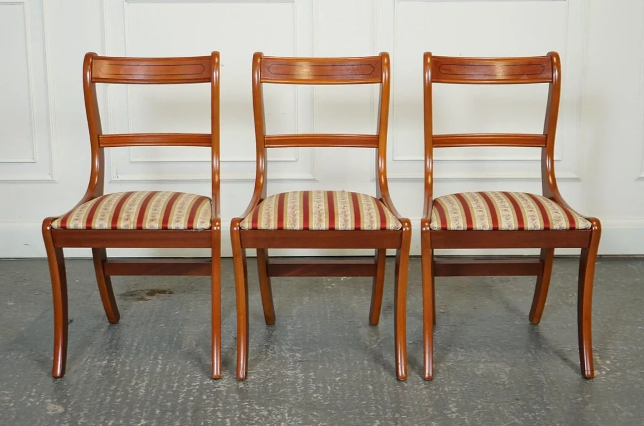 Vintage Yew Wood Dining Chairs, Set of 8