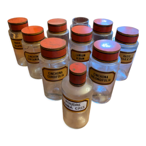 Lot ancien de 9 flacons pharmacie