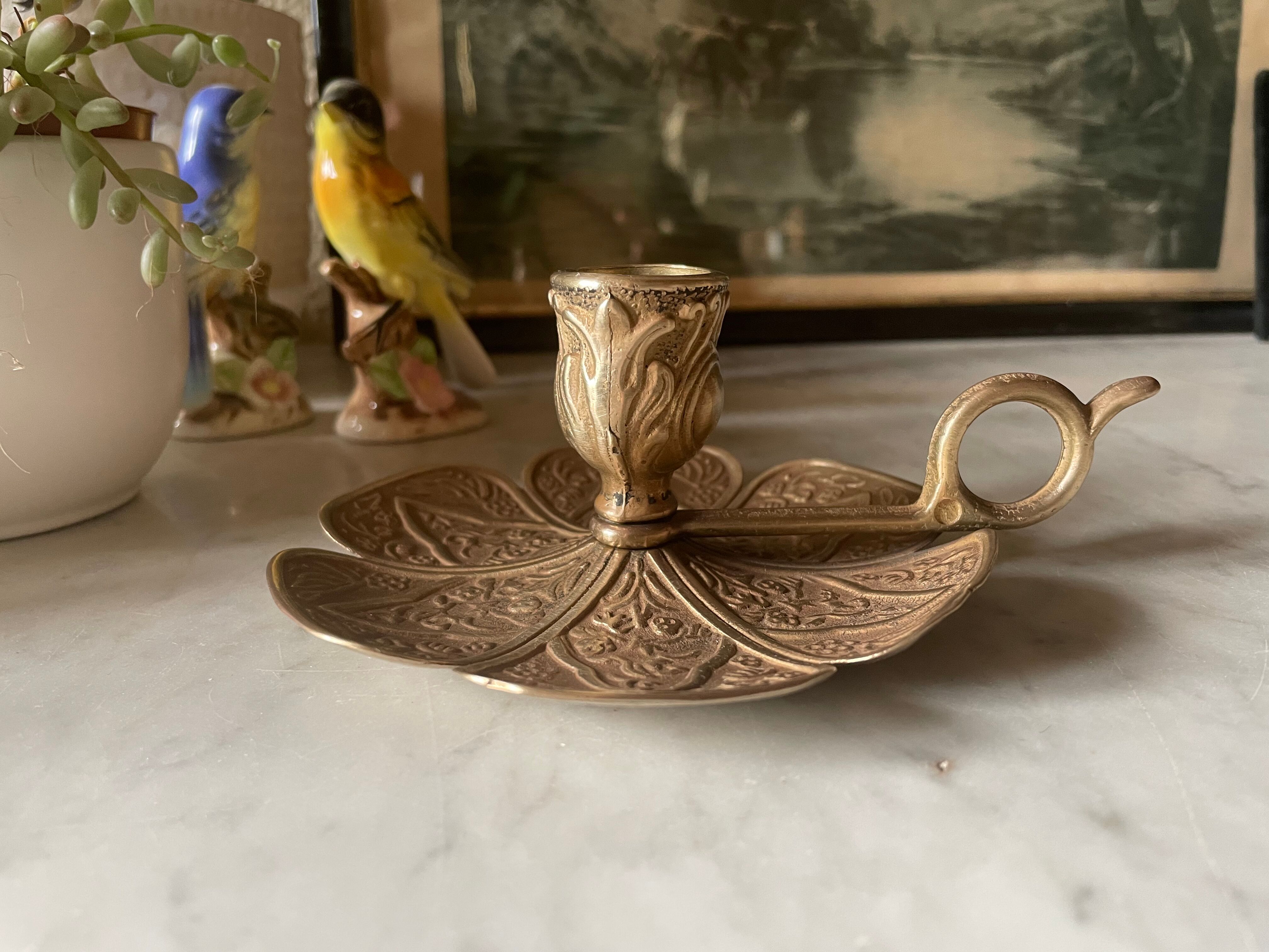 Brass flower candle holder