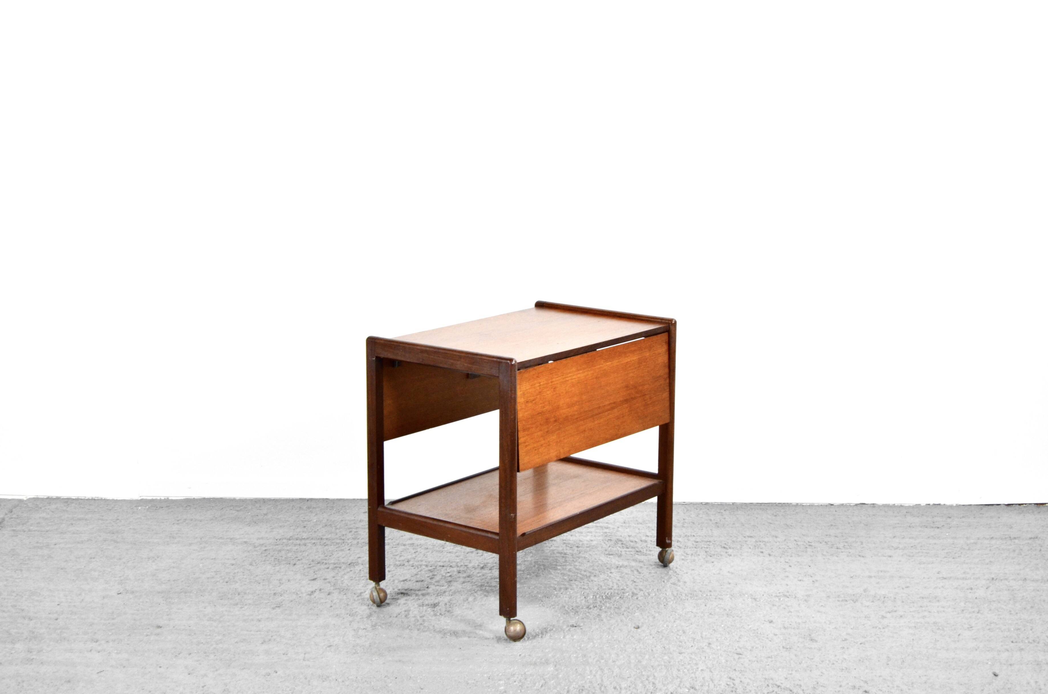 Midcentury Fold Up Drinks Trolley / Hostess In Teak.